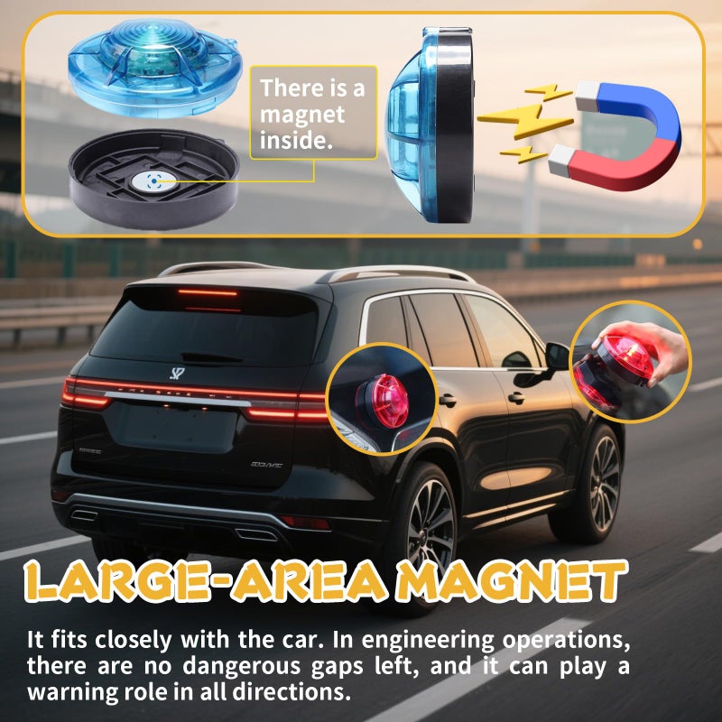 Tumecos Emergency Flare Alert Warning Signal Caution Light LED Beacon Pro with Magnetic Base for Vehicle (Red 4) - Image 2
